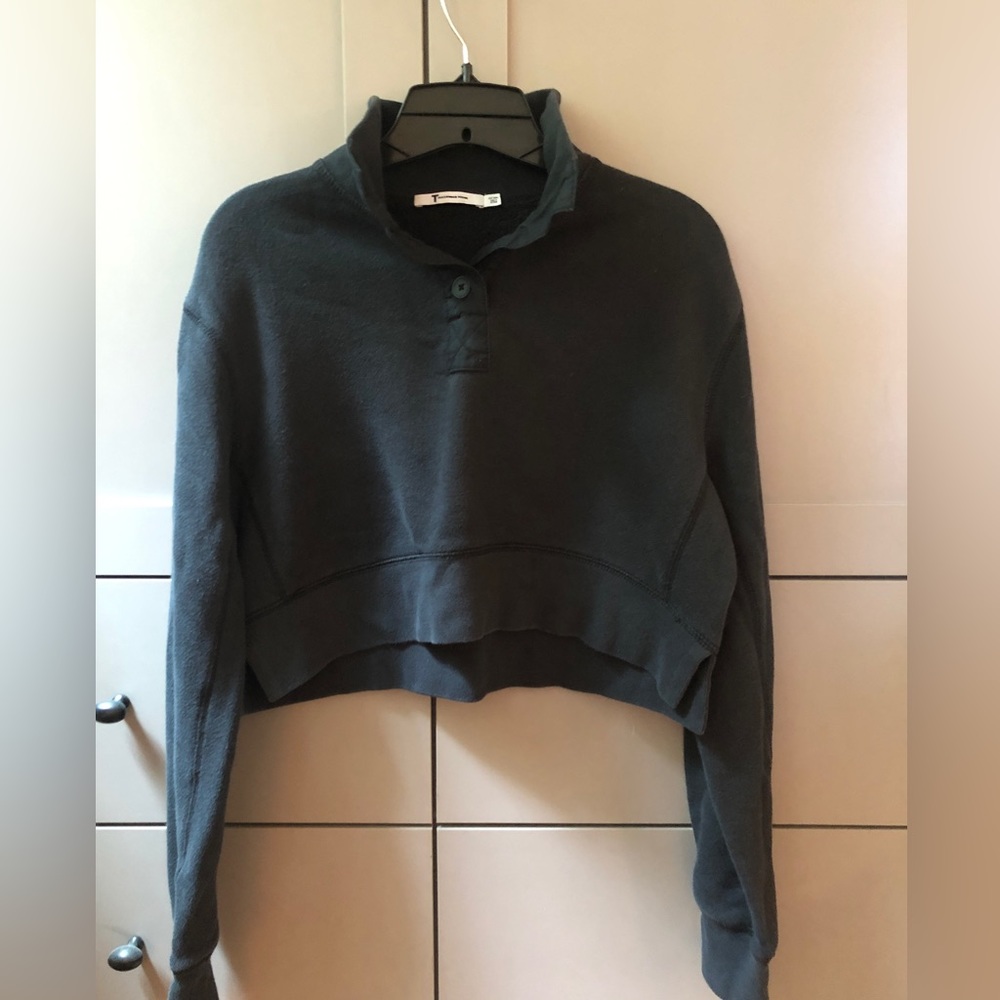 T By Alexander Wang Cropped Black Sweatshirt Top small S